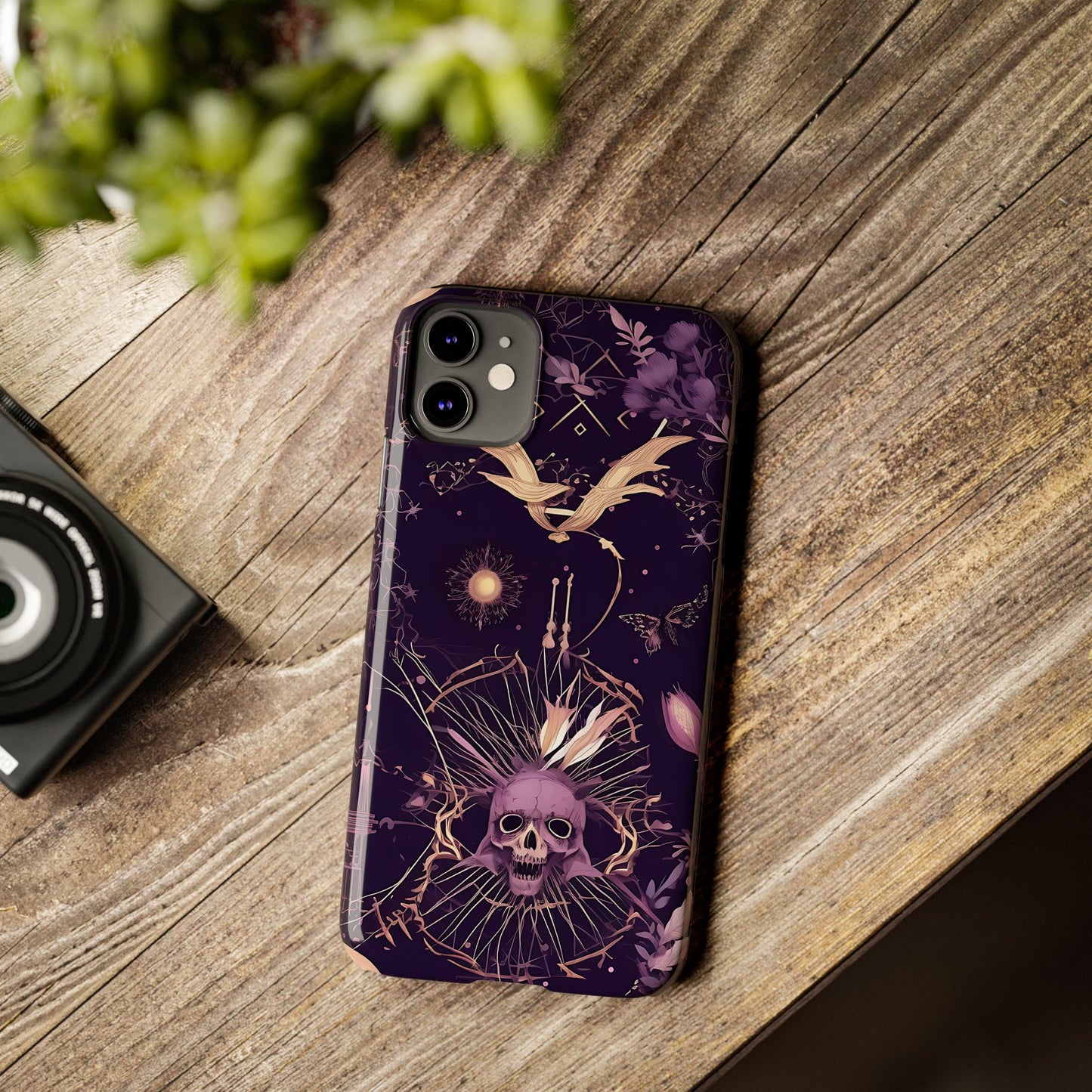 Gothic Floral Slim Phone Cases, Ghostly Style Mobile Cover, Dark Aesthetic Gift, Unique Protective Case, Perfect for Halloween