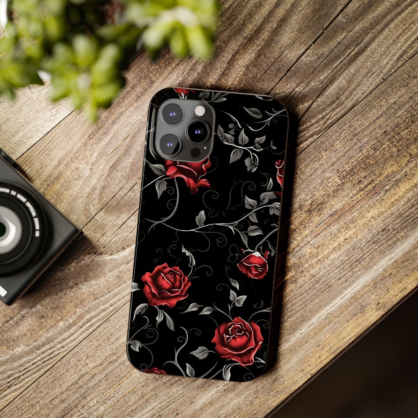 Elegant Floral Slim Phone Cases, Gothic Style Case, Rose Design Cover, Unique Gift for Her, Phone Accessories, Modern Chic
