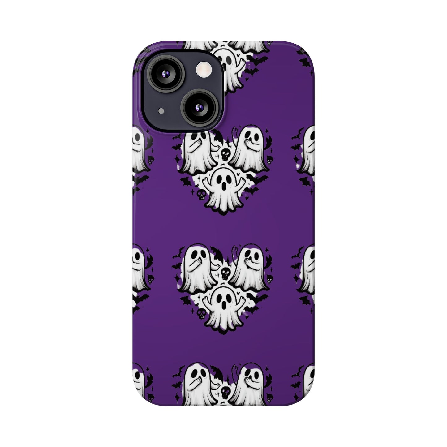 Cute Ghost Heart Slim Phone Case, Creepy Cute Spooky Heart Print, Goth Coquette Aesthetic Spooky Accessories, Halloween Gift Case