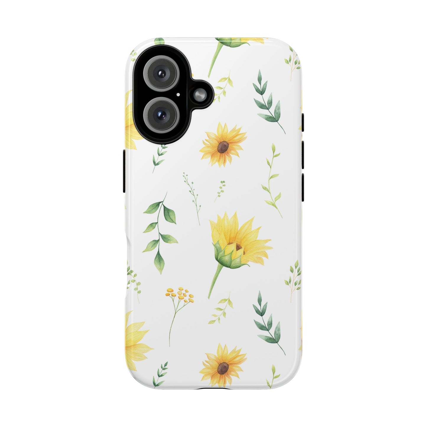 Sunflower Floral Tough Phone Case - Watercolor Botanical Print, Bright Nature Aesthetic, Compatible with iPhone, Galaxy, and Google Phones