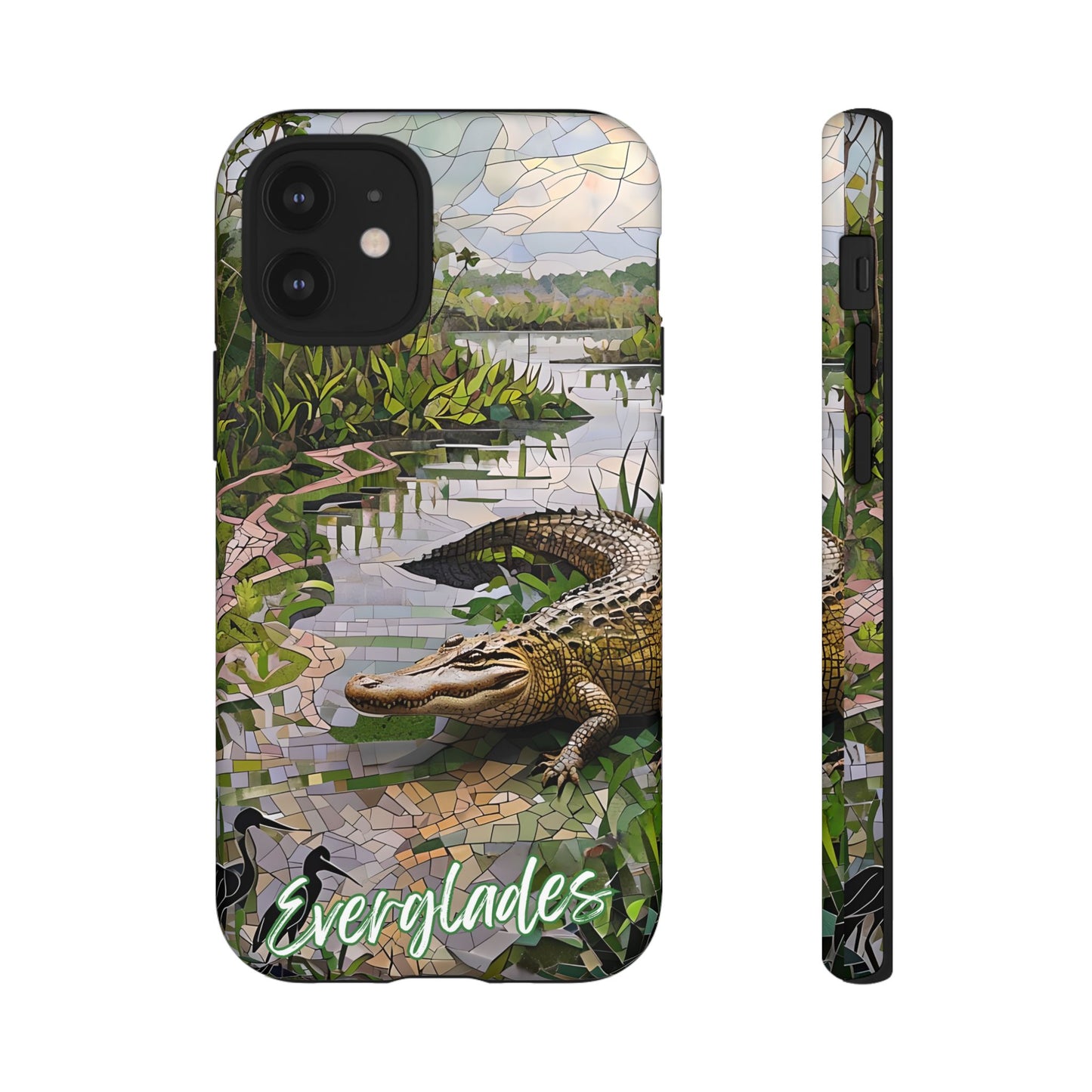 Everglades Mosaic Tough Phone Case - Tropical Wetland Art, Lush Green  Nature Aesthetic, Compatible with iPhone, Galaxy, and Google Phones