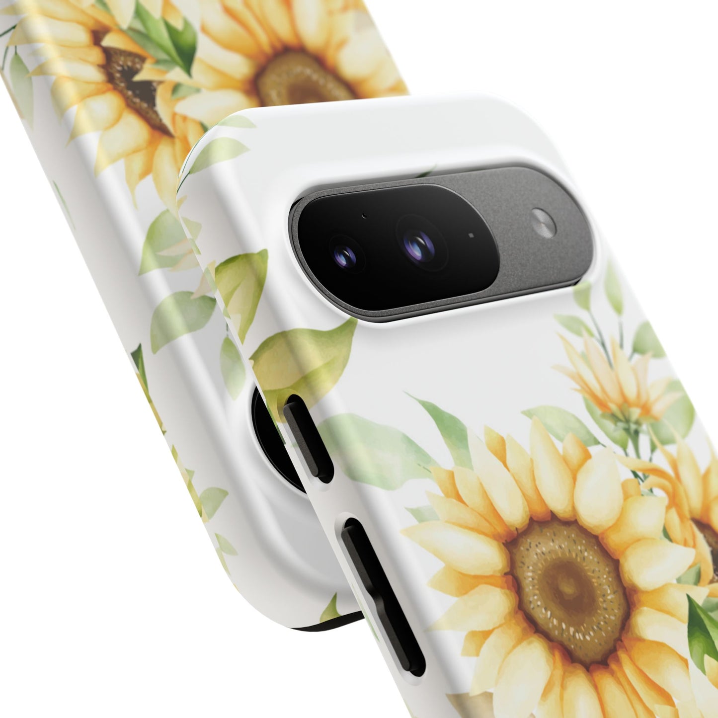 Sunflower Floral Tough Phone Case - Watercolor Botanical Art, Bright Nature Aesthetic, Compatible with iPhone, Galaxy, and Google Phones