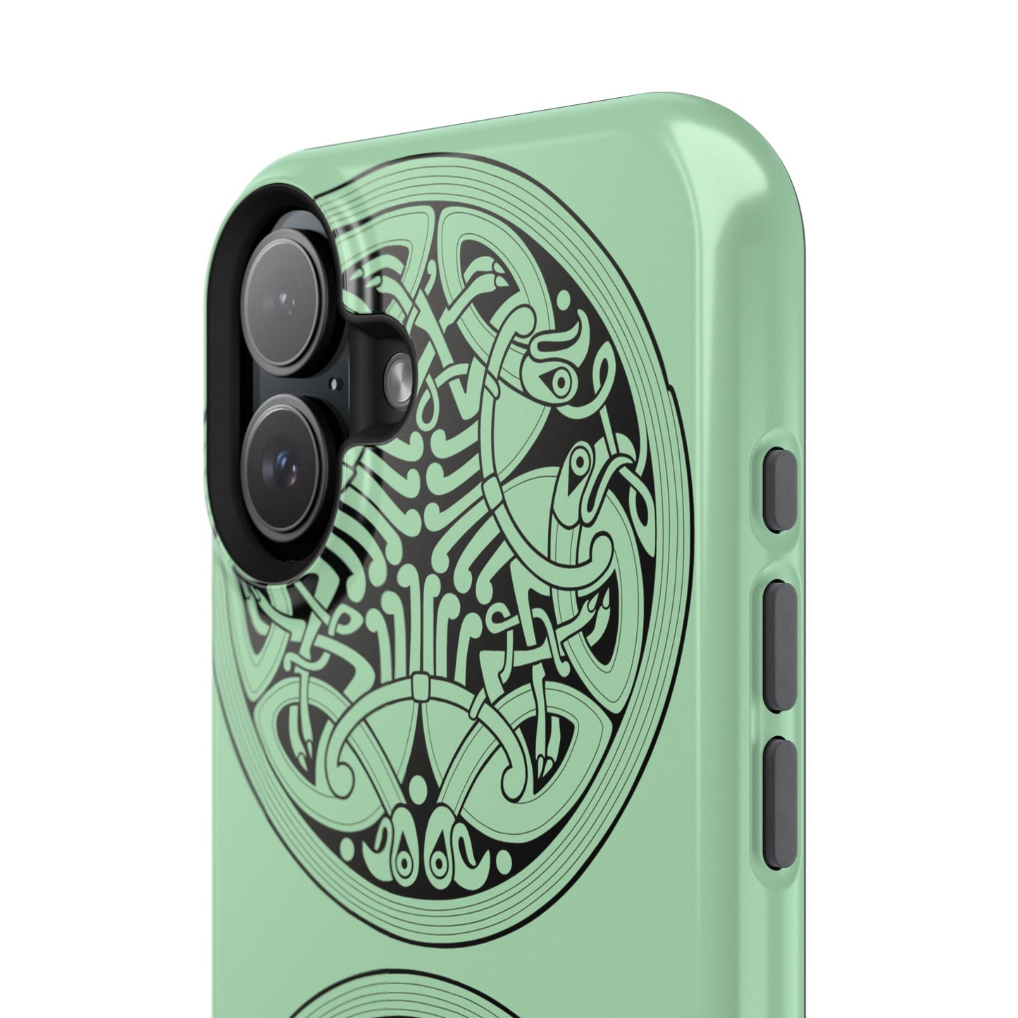 Celtic Medallion Magnetic Phone Case, Mint Green Design, St. Patrick Phone Cover Compatible with iPhone 17, 16, 15, 14, 13