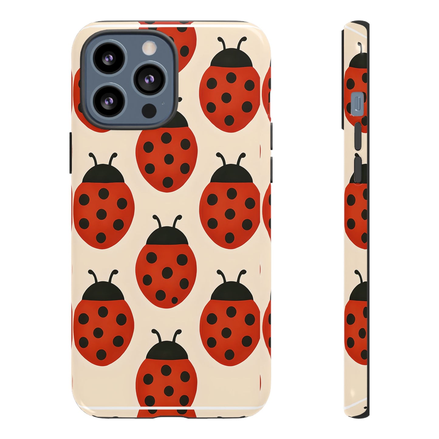 Cute Ladybug Tough Phone Case - Red and Black Insect Pattern, Nature-Inspired Design, Compatible with iPhone, Galaxy, and Google Phones