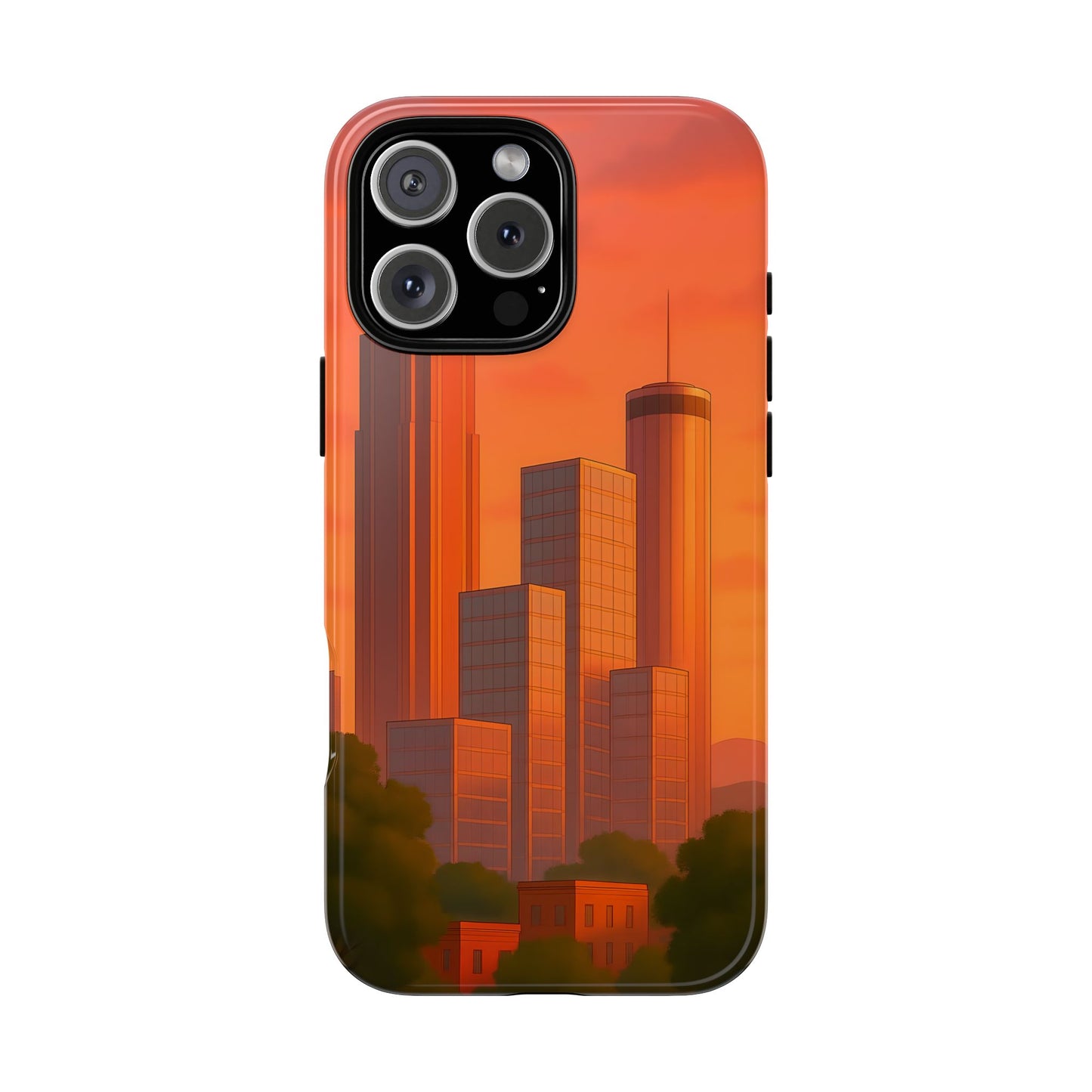 Cityscape Tough Phone Case, Atlanta Skyline Phone Cover, Pastel Design Compatible with iPhone, Galaxy & Google