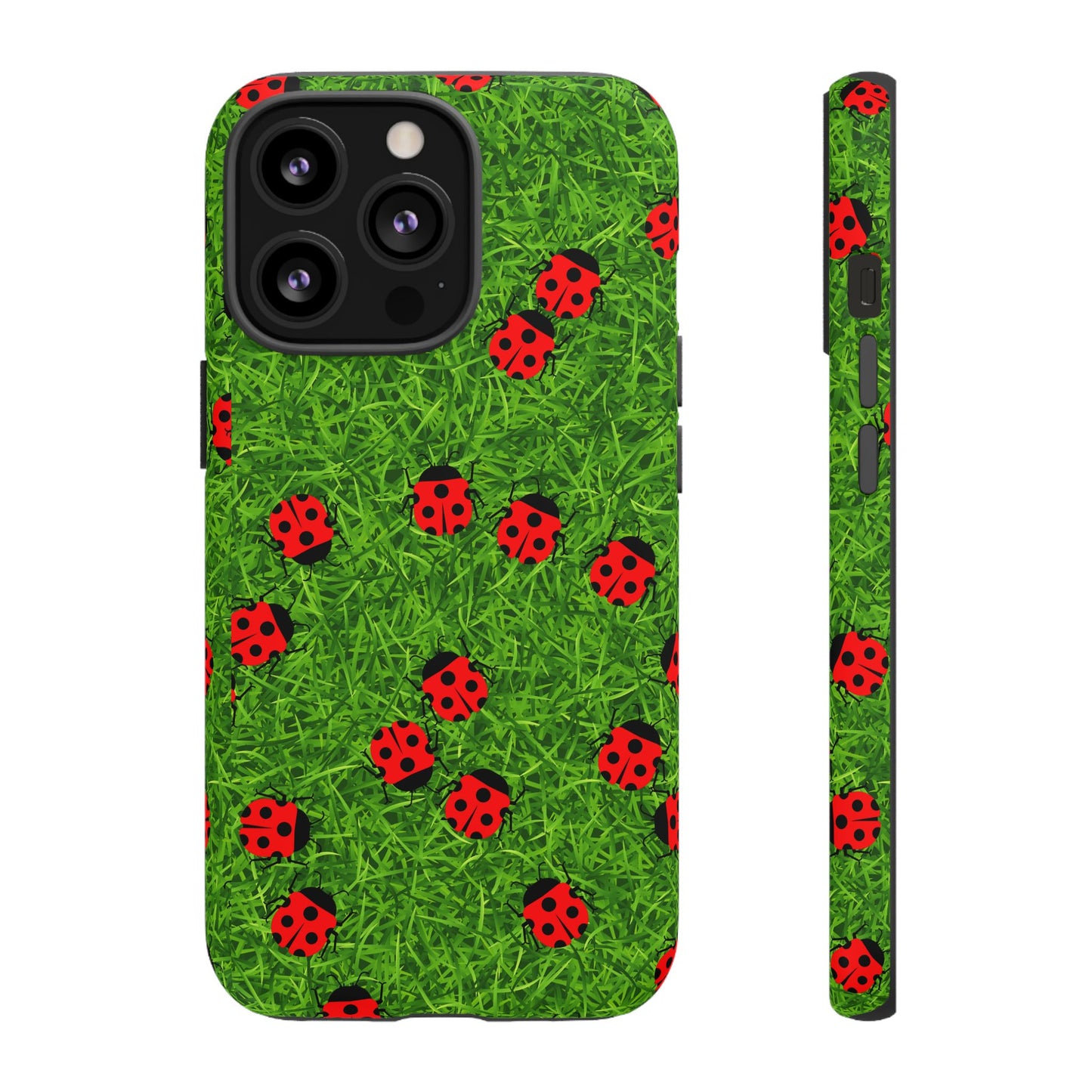 Ladybug Tough Phone Case - Cute Insect Aesthetic, Nature Pattern Art Design, Compatible with iPhone, Galaxy, and Google Phones