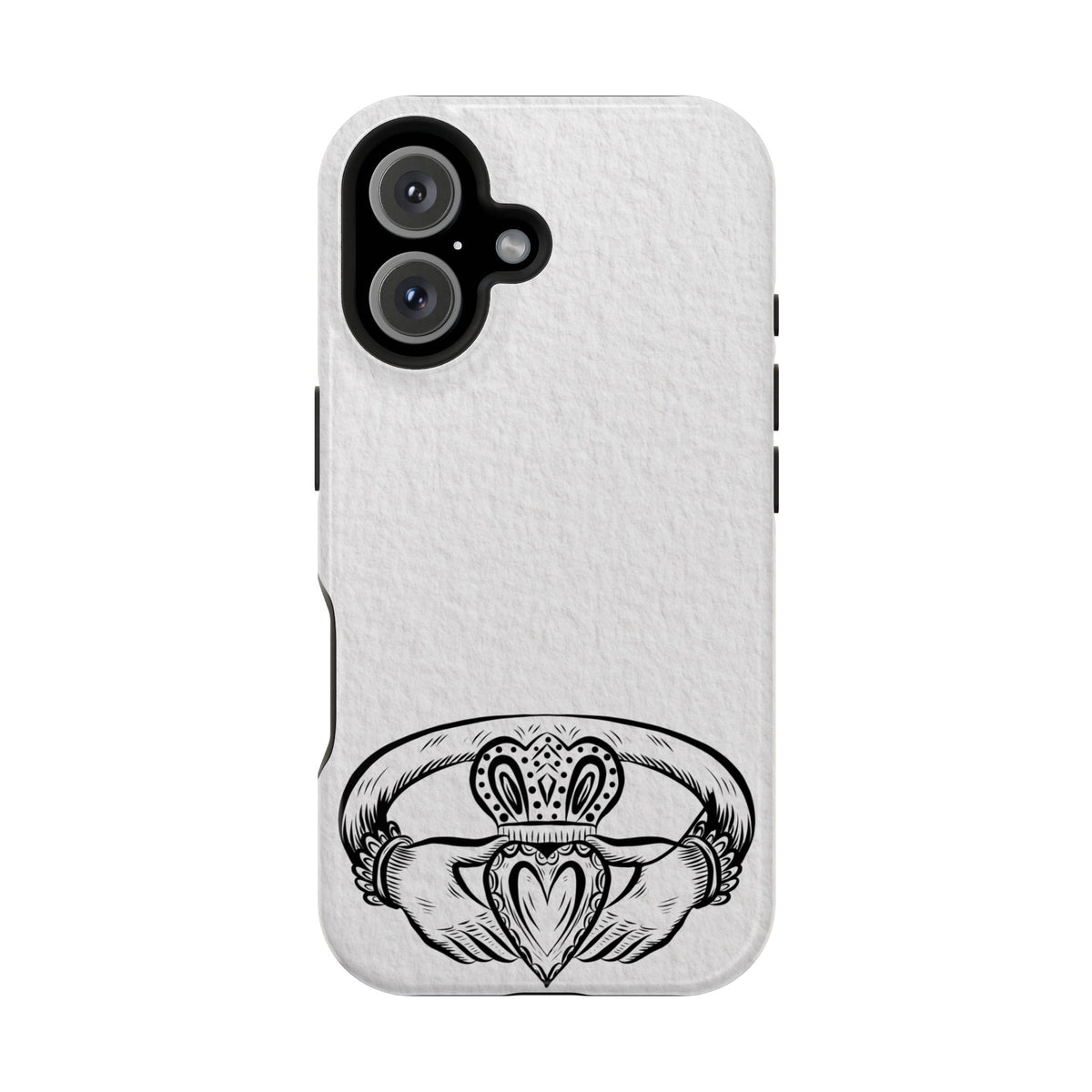 Claddagh Magnetic Phone Case Irish Symbol Ring Minimal Black White Design Love Loyalty Friendship Compatible with iPhone