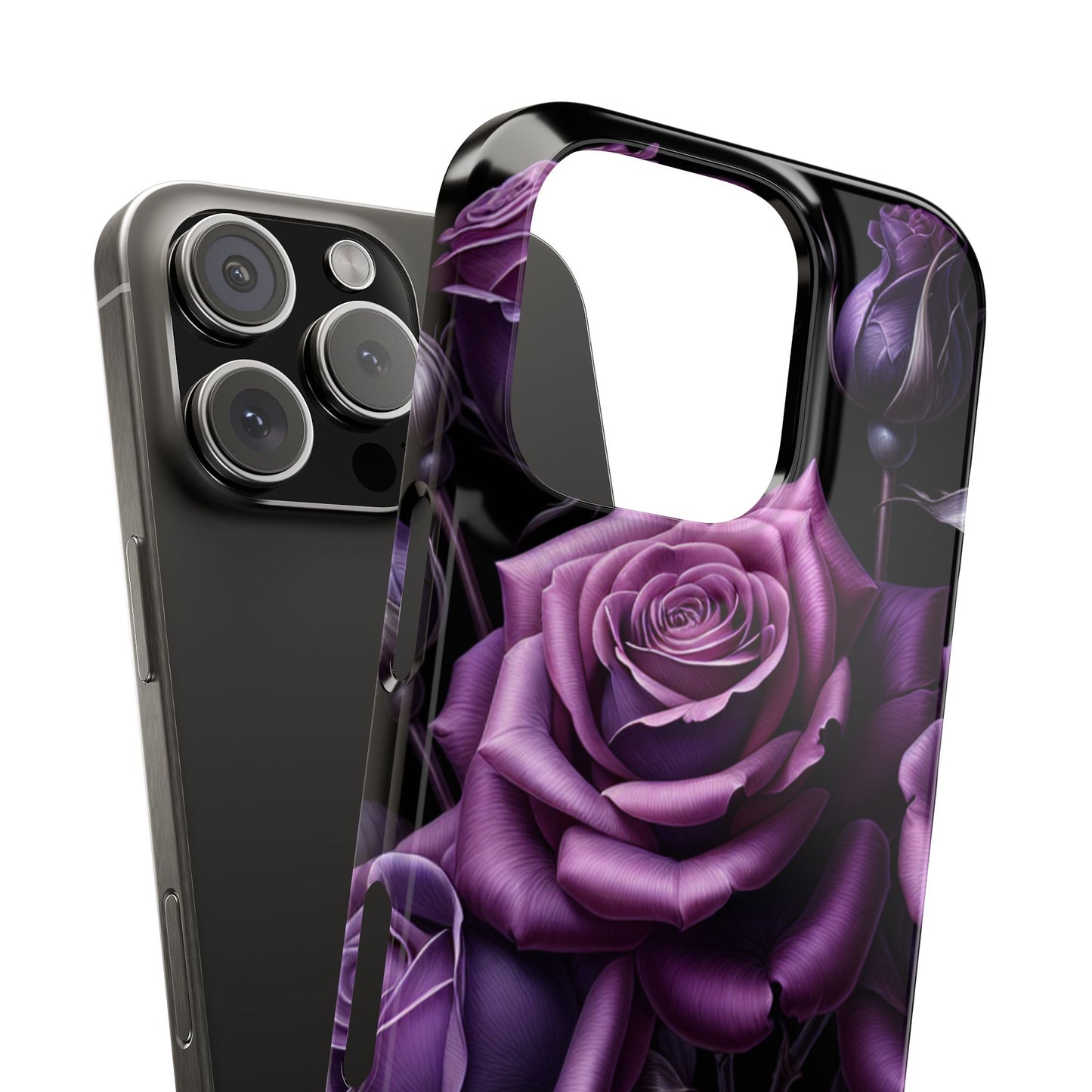 Purple Rose Slim Phone Cases, Floral Phone Cover, Elegant Smartphone Case, Gift for Her, Mother's Day Accessories
