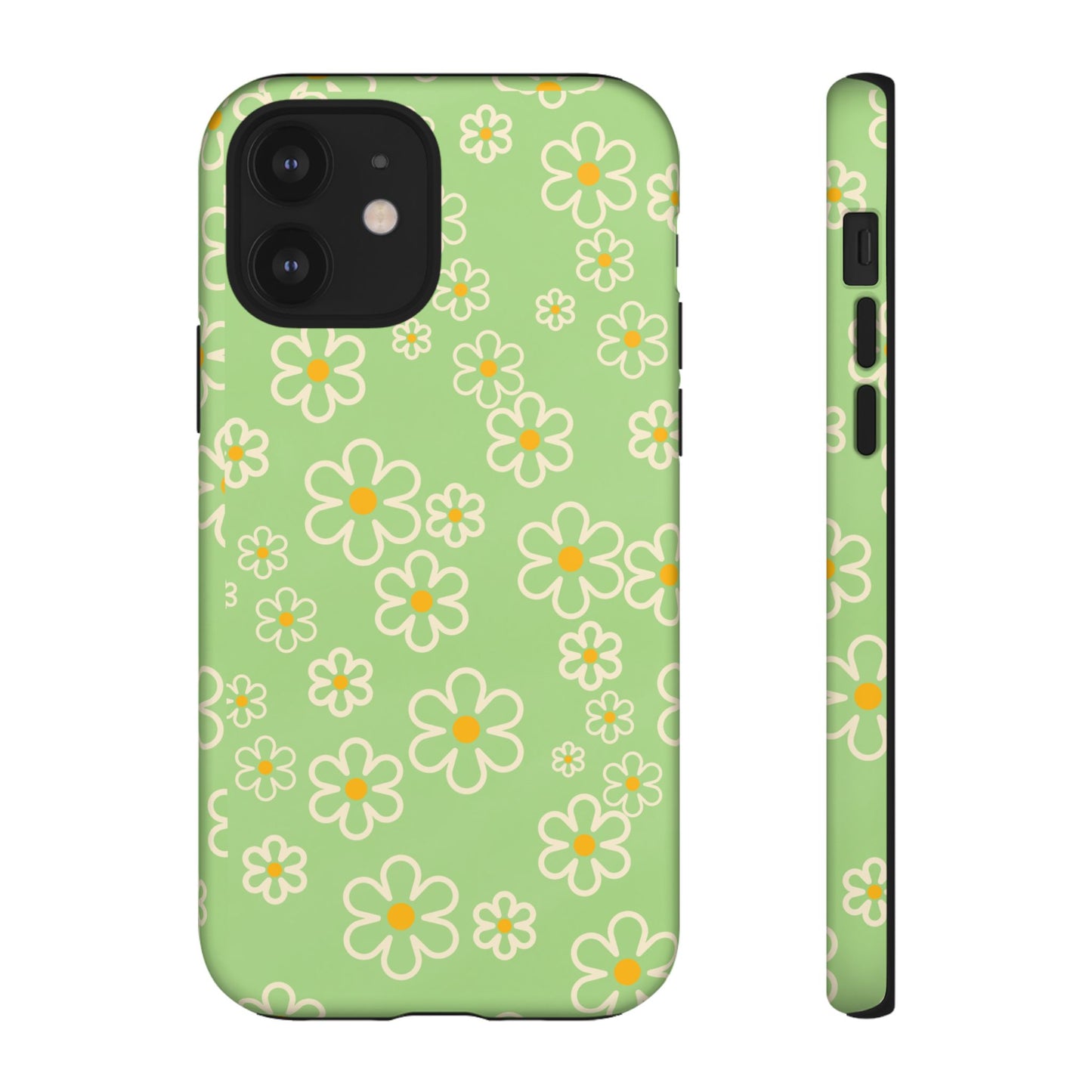 Minimal Daisy Flower Tough Phone Case - Retro Coquette Floral Print, Cute Soft Aesthetic, Compatible with iPhone, Galaxy, and Google Phones