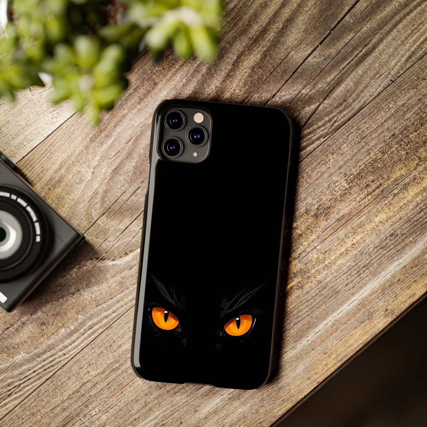 Black Cat Slim Phone Case - Gothic Halloween Aesthetic, Subtle Spookycore Aesthetic, Compatible with iPhone, Galaxy, and Google Phones