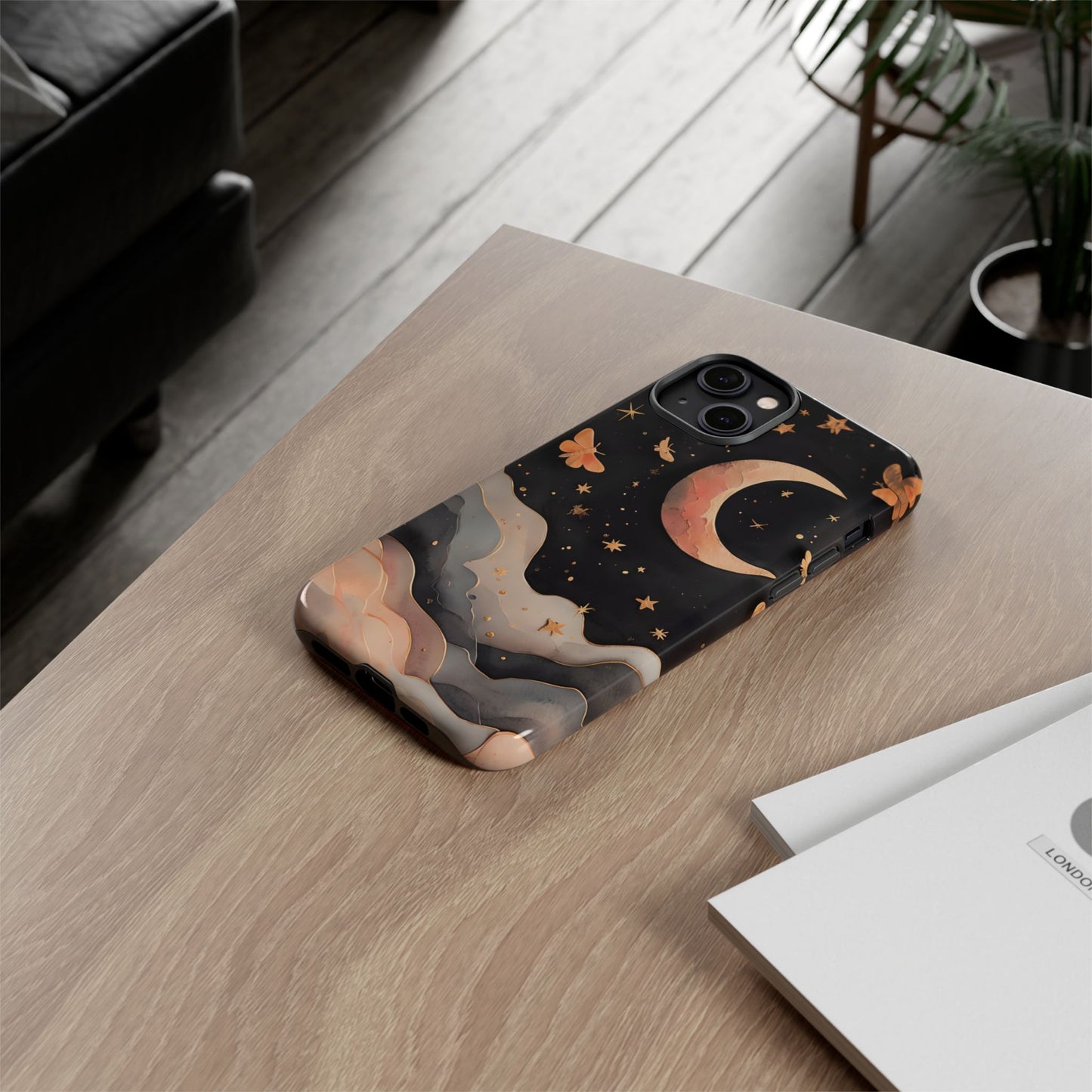 Moonlit Dream Tough Phone Case, Night Sky Art, Celestial Design, Moon Lovers, Compatible with iPhone 17, 16, 15, 14, 13, Galaxy, Google