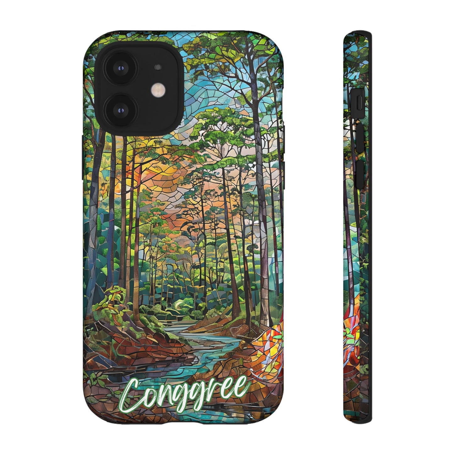 Congaree Mosaic Tough Phone Case - Lush Swamp Forest Art, Southeast Nature Aesthetic, Compatible with iPhone, Galaxy, and Google Phones