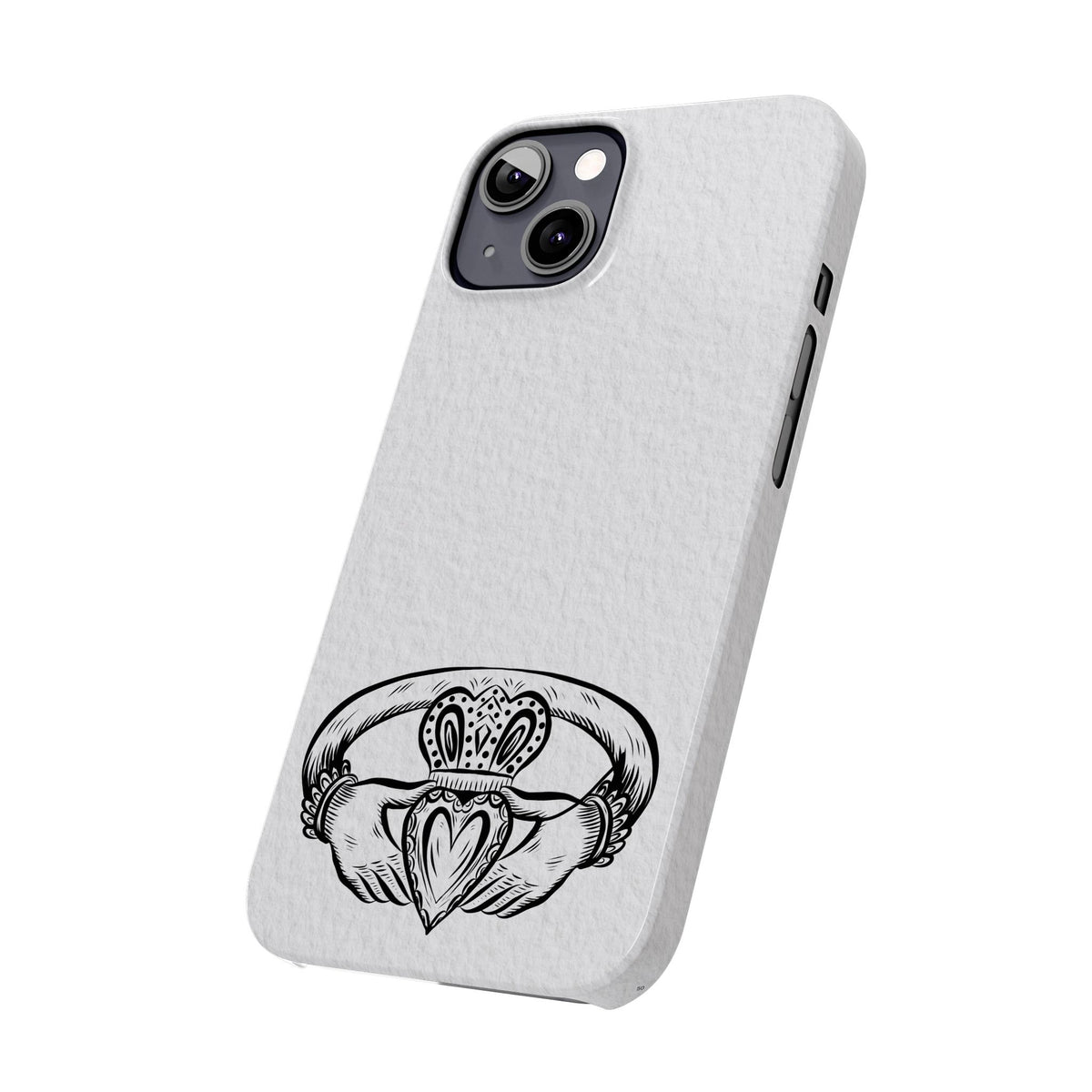 Claddagh Slim Phone Case Irish Symbol Ring Minimal Black White Design Love Loyalty Friendship Compatible with iPhone 17 16 15 14 13 12 11