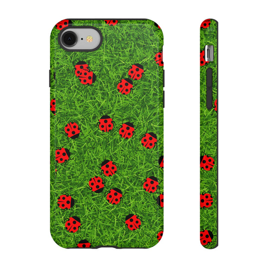 Ladybug Tough Phone Case - Cute Insect Aesthetic, Nature Pattern Art Design, Compatible with iPhone, Galaxy, and Google Phones