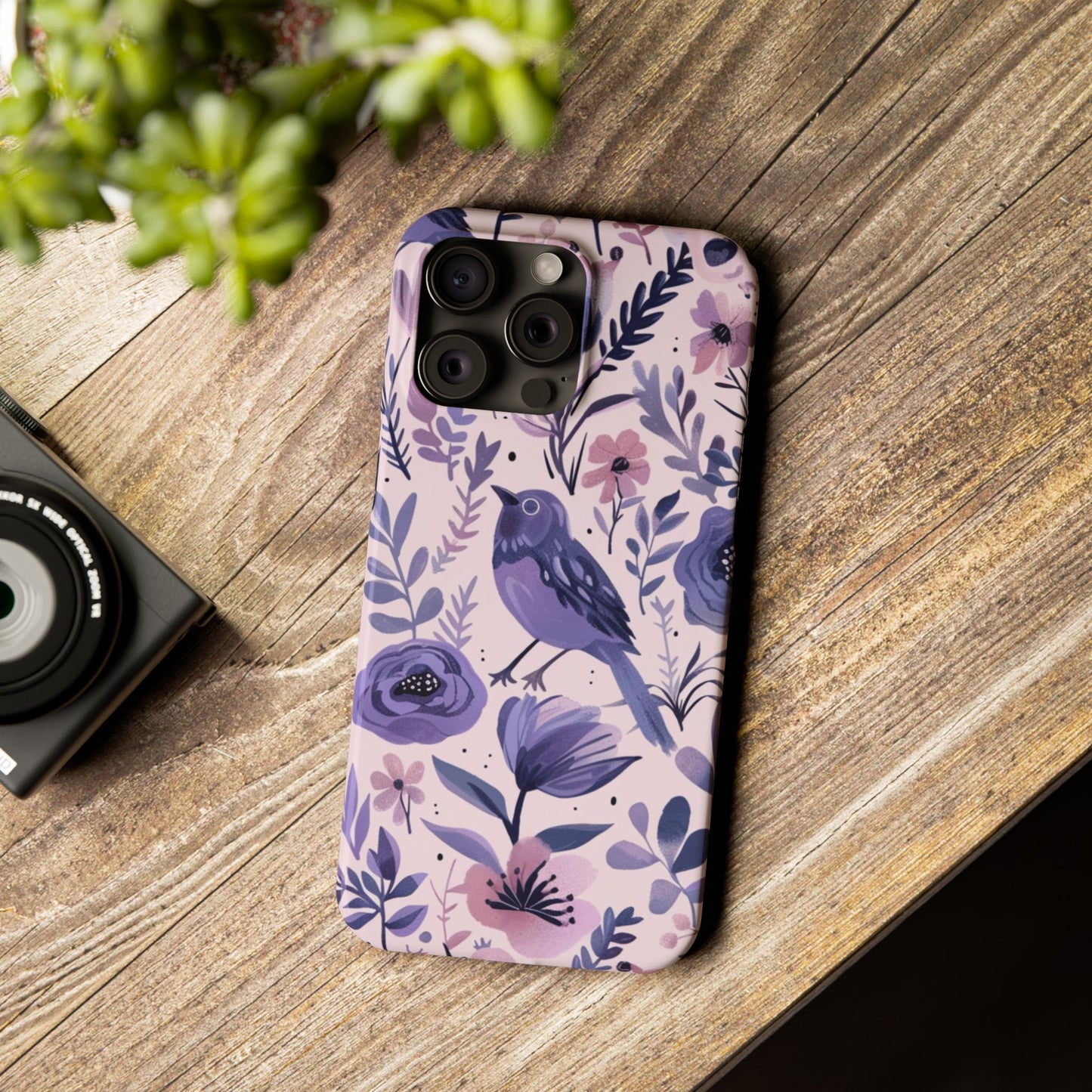 Floral Bird Slim Phone Case, Elegant Phone Cover, Cute Gift for Bird Lovers, Spring Vibes, Nature-Inspired