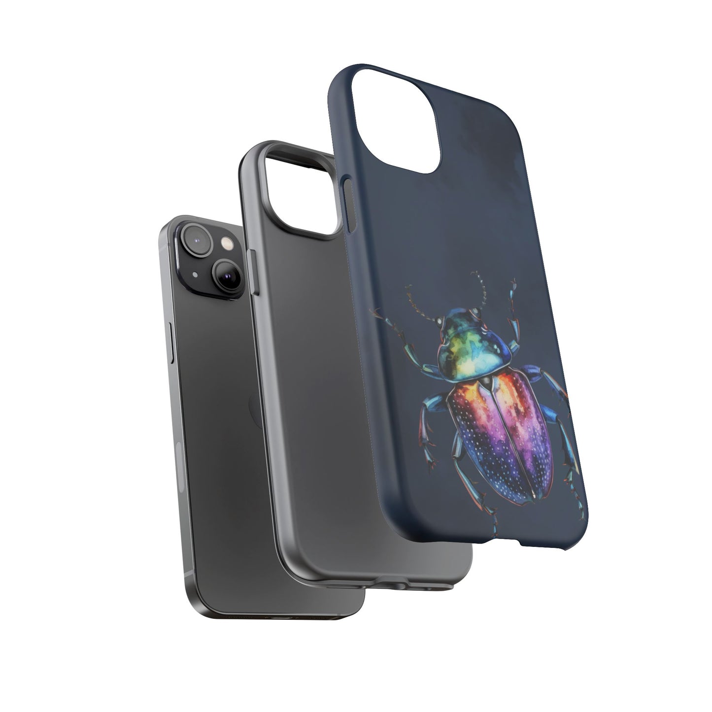 Iridescent Beetle Tough Phone Case - Insect Art Design, Nature-Inspired Pattern, Compatible with iPhone, Galaxy, and Google Phones