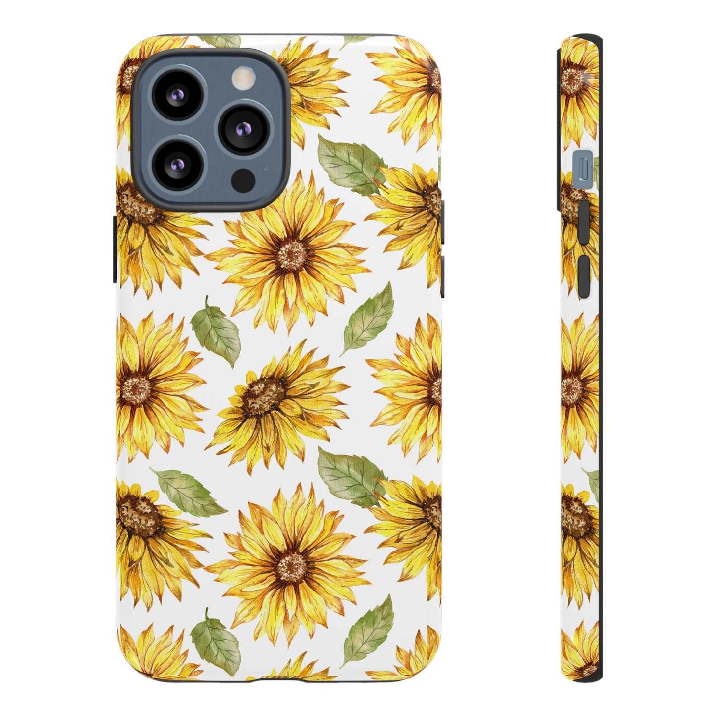 Sunflower Floral Tough Phone Case - Watercolor Botanical Print, Bright Nature Aesthetic, Compatible with iPhone, Galaxy, and Google Phones