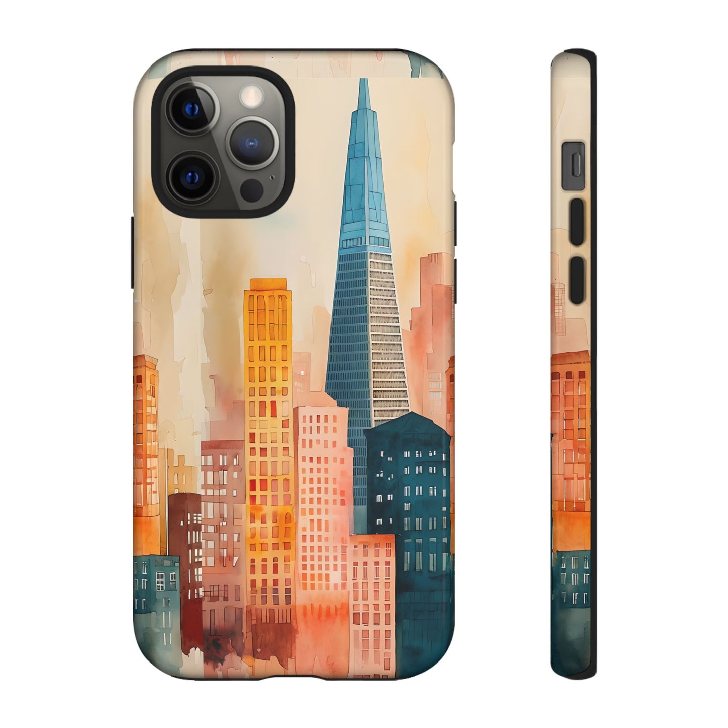 San Francisco Cityscape Tough Phone Case - Tropical Skyline Aesthetic, Sunset Beach Urban Art, Compatible with iPhone, Galaxy, and Google