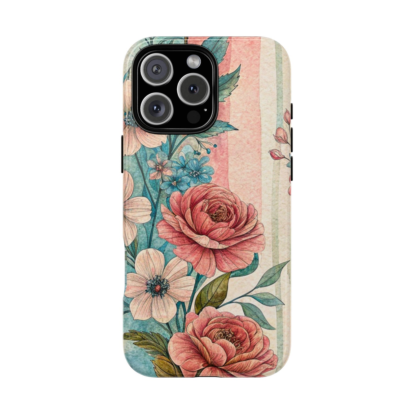Vintage Floral Phone Case compatible with iPhone 16 pro max plus 15 14 13 12 11 10 9 8 X Samsung Pixel Pastel Roses Gift for Her, Mom,Sister