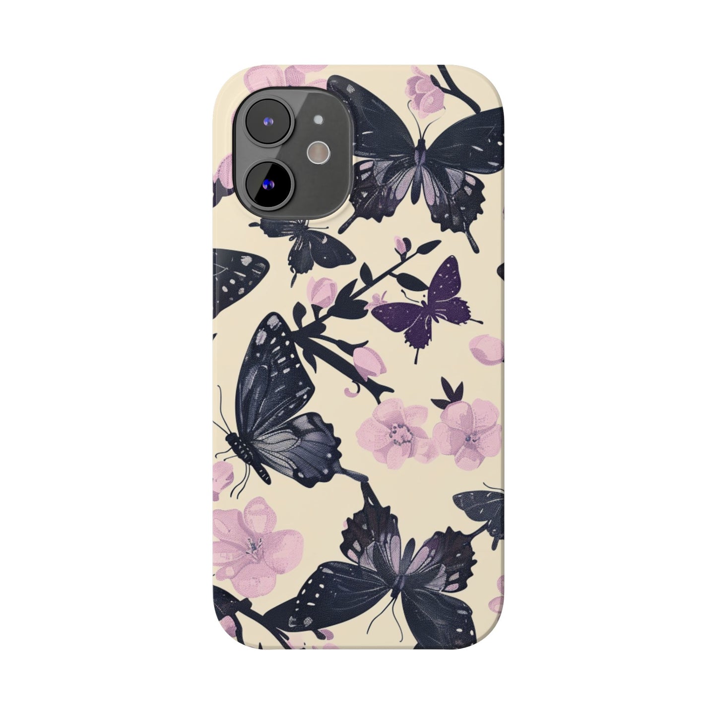 Butterfly Floral Slim Phone Cases, Elegant Butterfly Design, Nature Lover Gift, Phone Accessory, Stylish Cases for Women