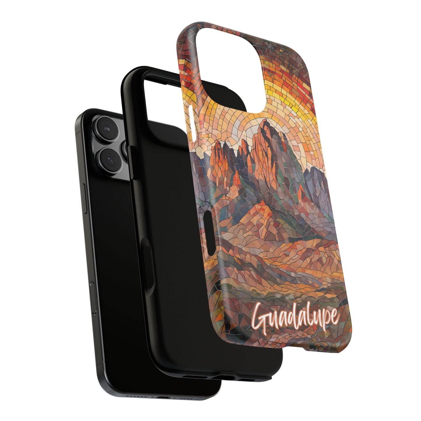 Guadalupe Mountains Mosaic Tough Phone Case, Scenic Mountain Art, National Park Aesthetic, Compatible with iPhone, Galaxy, and Google Phones