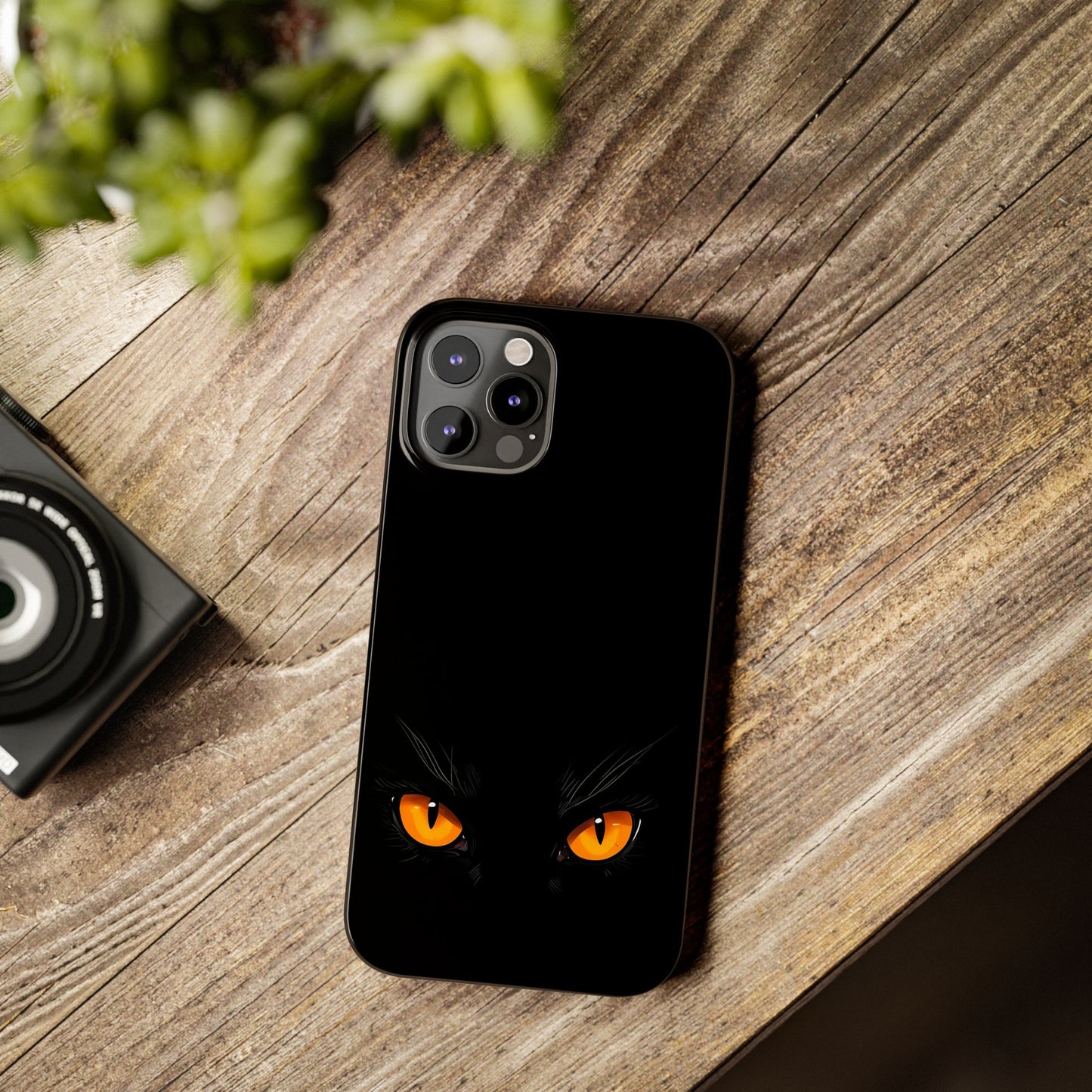 Black Cat Slim Phone Case - Gothic Halloween Aesthetic, Subtle Spookycore Aesthetic, Compatible with iPhone, Galaxy, and Google Phones