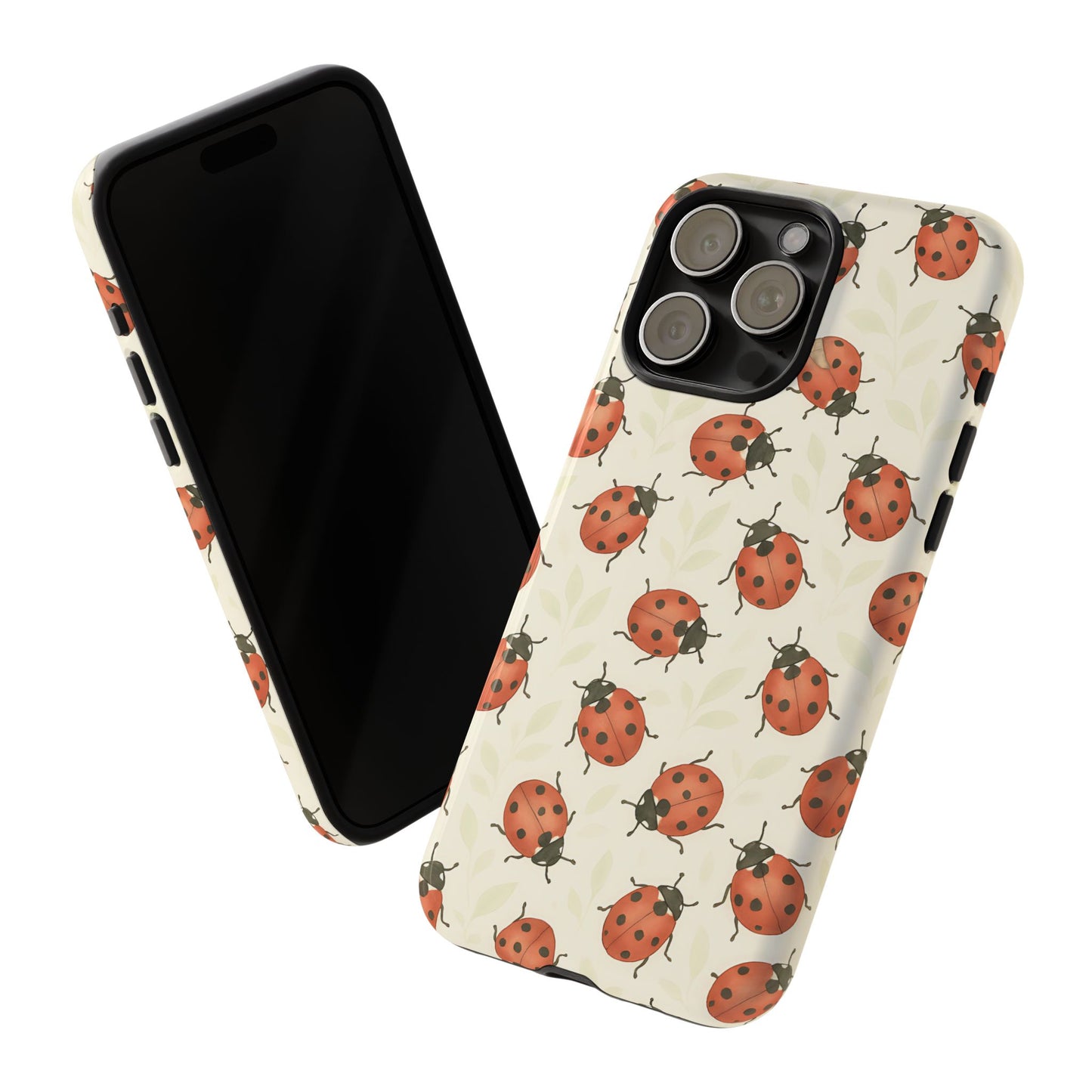 Ladybug Tough Phone Case - Cute Insect Aesthetic, Nature-Inspired Pattern Art, Compatible with iPhone, Galaxy, and Google Phones