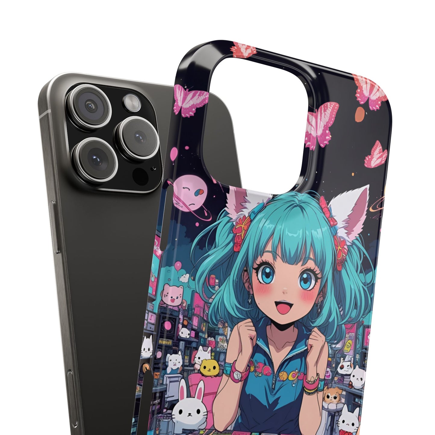 Y2K Anime Girl Slim Phone Case, Kawaii Vaporwave Style, Cute Maximalist Aesthetic, Anime Design, Slim Protection, Aesthetic Accessory
