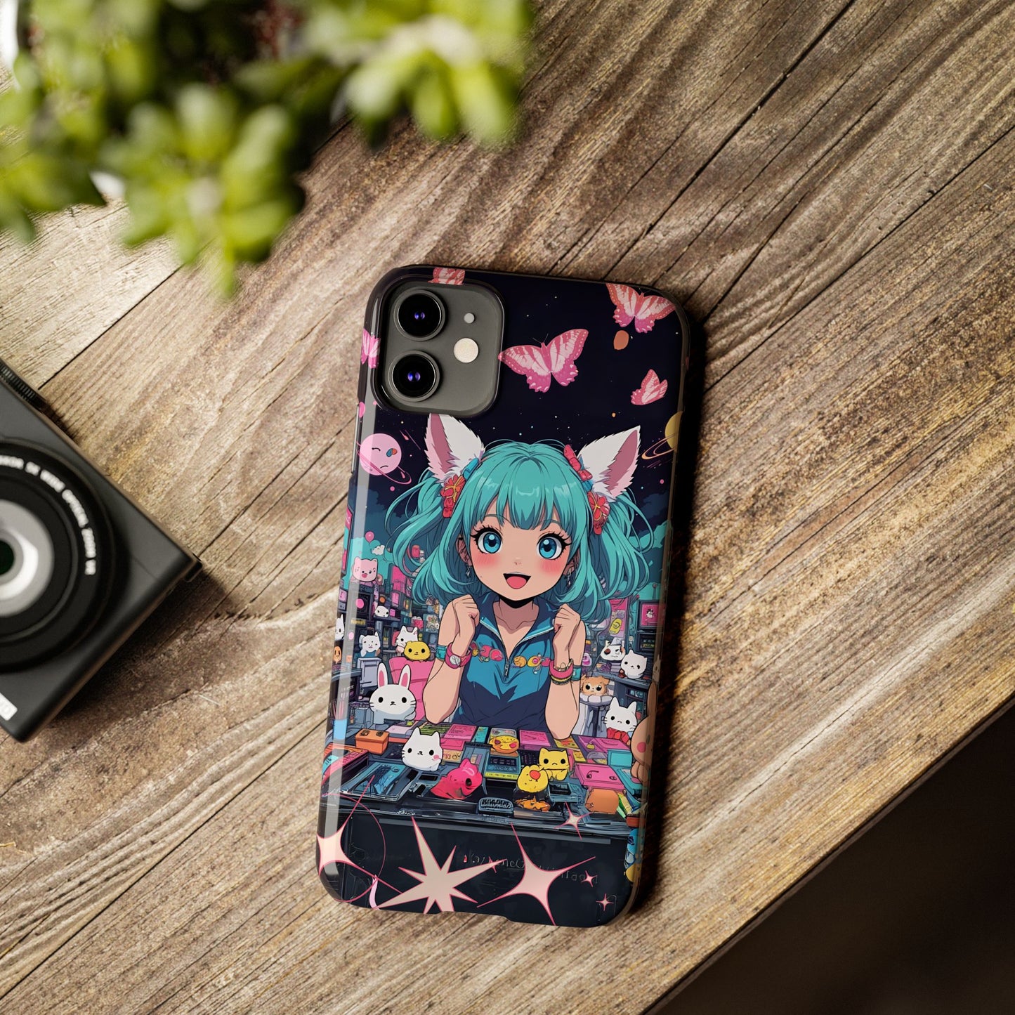 Y2K Anime Girl Slim Phone Case, Kawaii Vaporwave Style, Cute Maximalist Aesthetic, Anime Design, Slim Protection, Aesthetic Accessory
