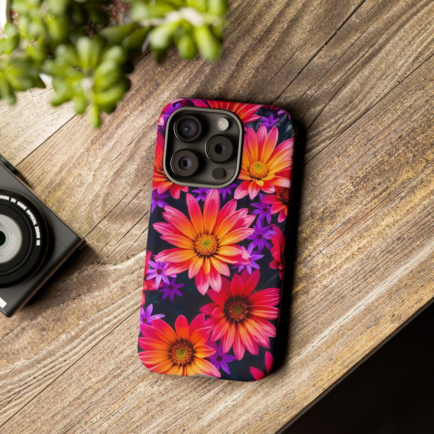 Bold Garden Flower Tough Phone Case - Colorful Floral Print, Bright Botanical Aesthetic, Compatible with iPhone, Galaxy, and Google Phones