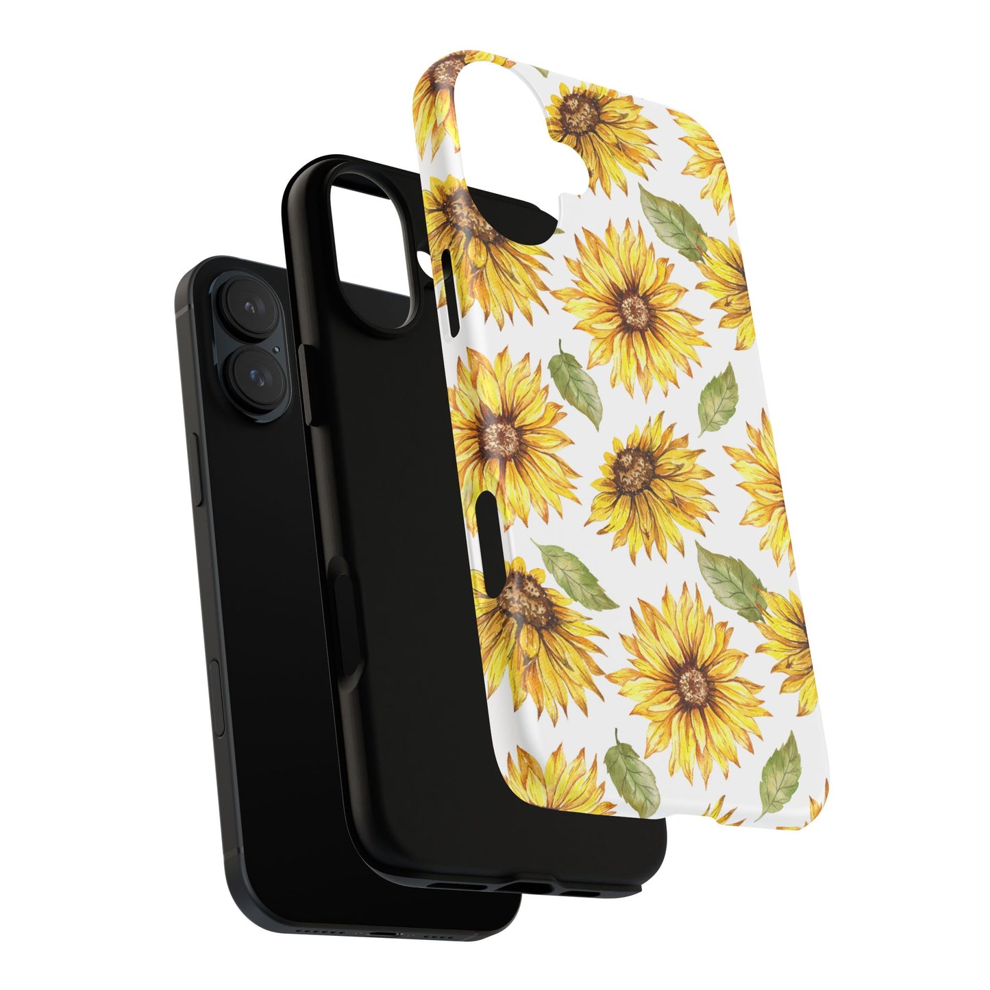 Sunflower Floral Tough Phone Case - Watercolor Botanical Print, Bright Nature Aesthetic, Compatible with iPhone, Galaxy, and Google Phones
