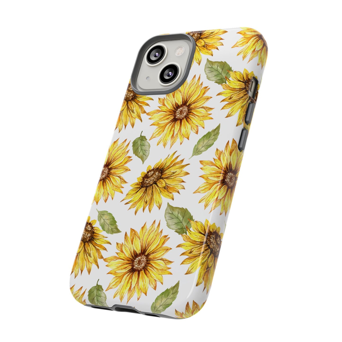 Sunflower Floral Tough Phone Case - Watercolor Botanical Print, Bright Nature Aesthetic, Compatible with iPhone, Galaxy, and Google Phones