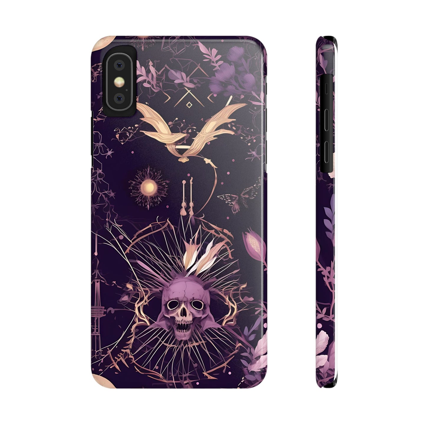 Gothic Floral Slim Phone Cases, Ghostly Style Mobile Cover, Dark Aesthetic Gift, Unique Protective Case, Perfect for Halloween