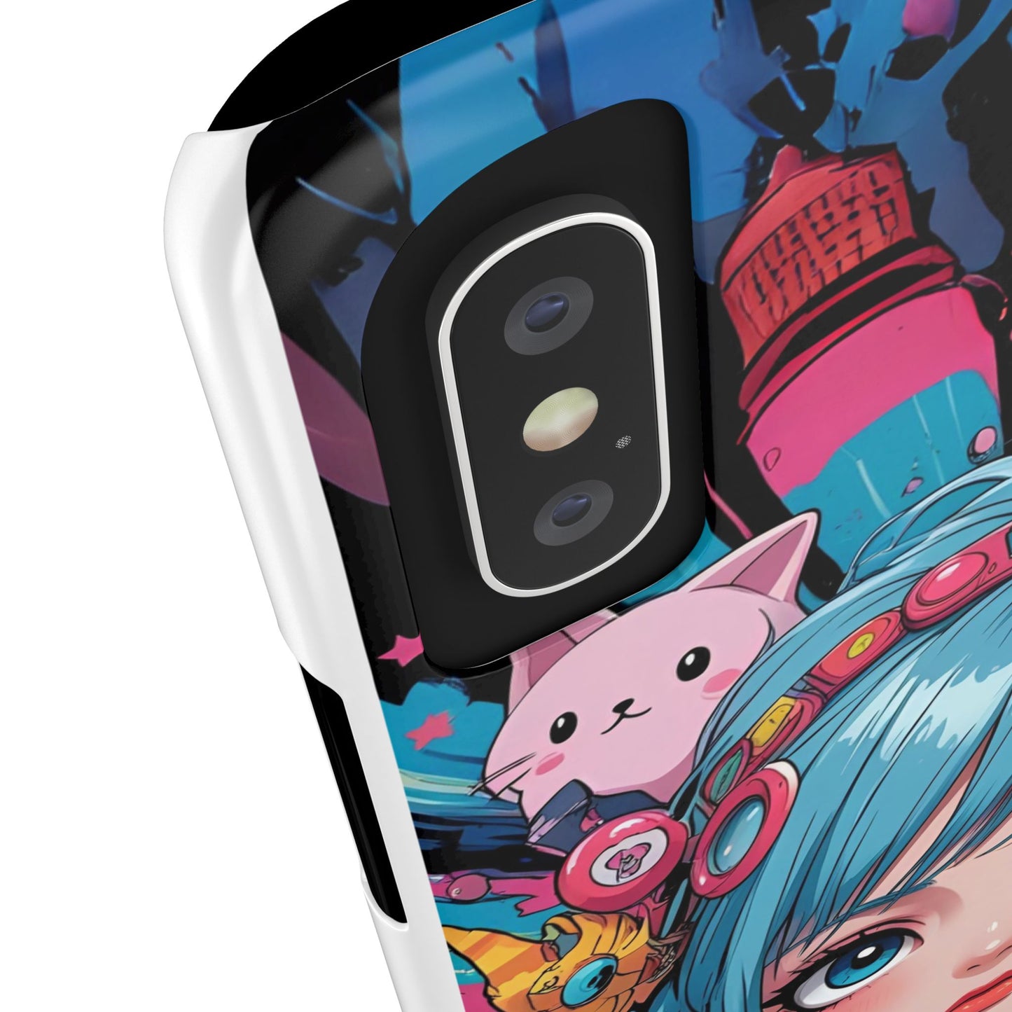 Y2K Anime Girl Slim Phone Case - Cute Maximalist Aesthetic, Kawaii Vaporwave Style, Pop Culture Lovers and Special Occasions