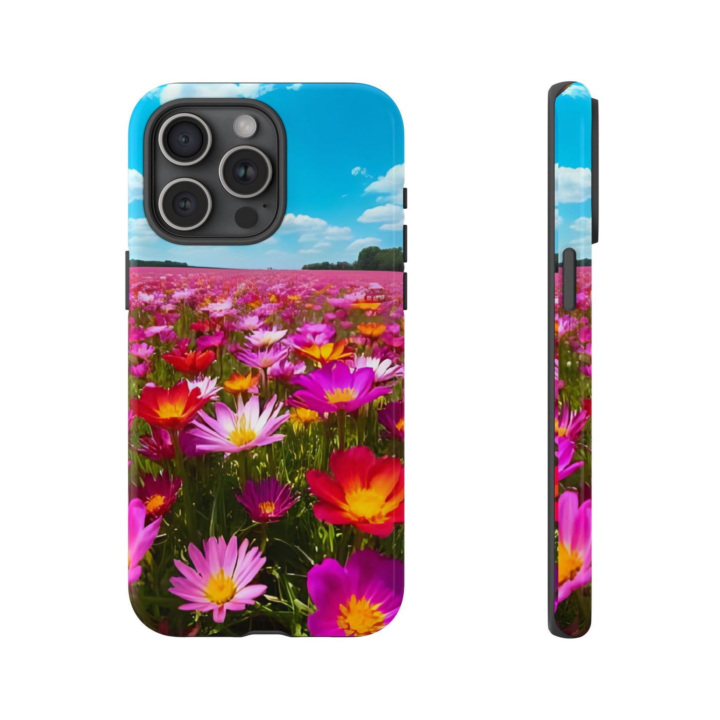 Flower Field Tough Phone Case - Wildflower Meadow Print, Colorful Nature Aesthetic, Compatible with iPhone, Galaxy, and Google Phones