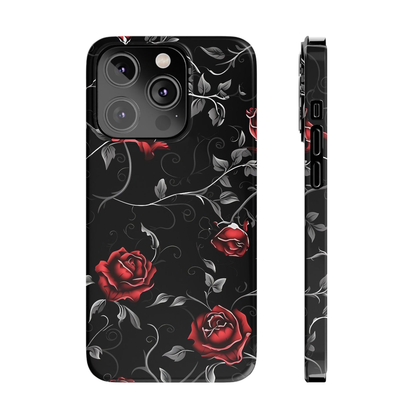 Elegant Floral Slim Phone Cases, Gothic Style Case, Rose Design Cover, Unique Gift for Her, Phone Accessories, Modern Chic