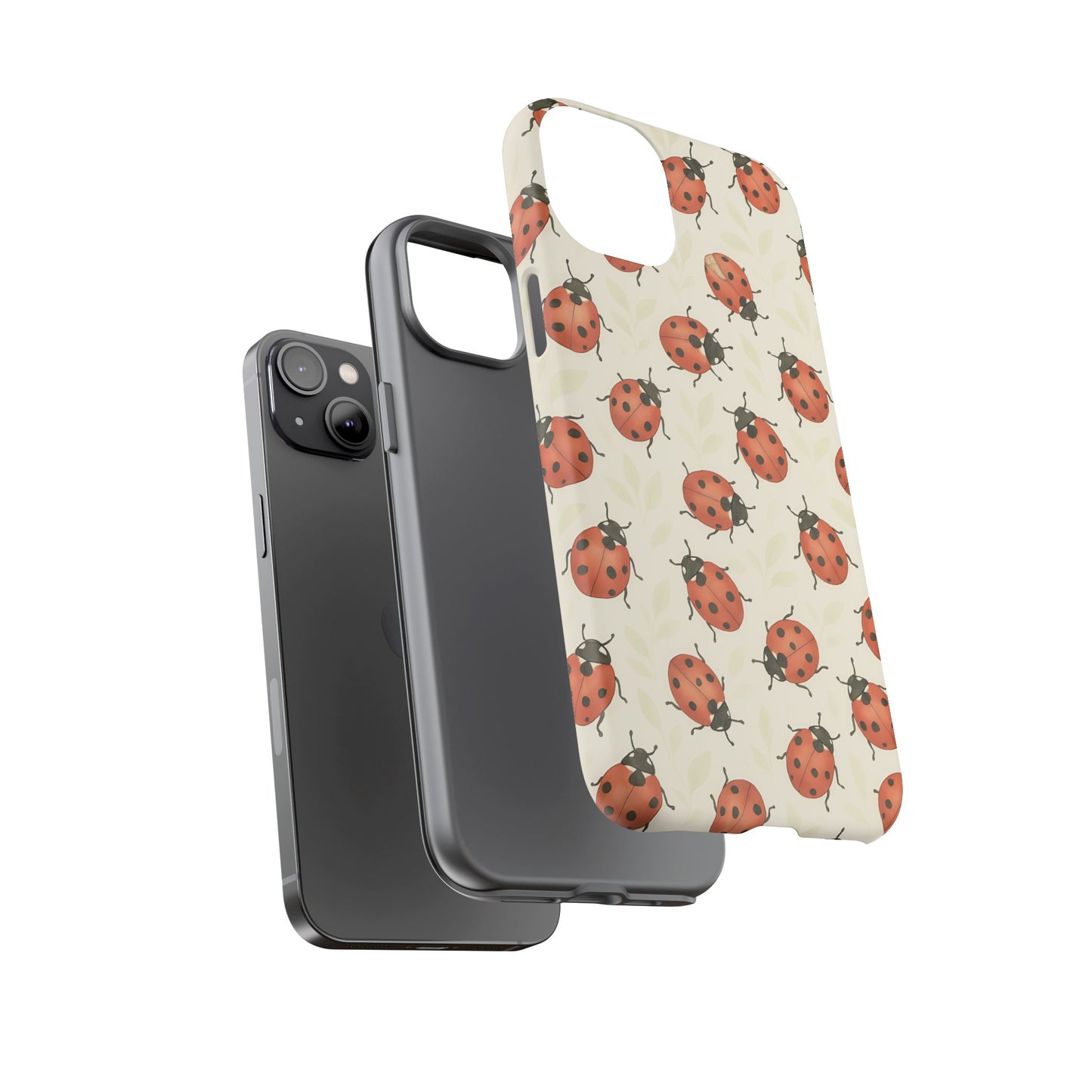 Ladybug Tough Phone Case - Cute Insect Aesthetic, Nature-Inspired Pattern Art, Compatible with iPhone, Galaxy, and Google Phones