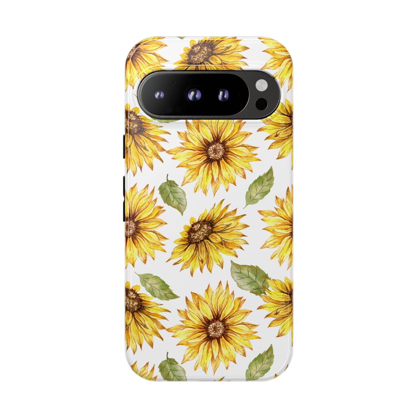 Sunflower Floral Tough Phone Case - Watercolor Botanical Print, Bright Nature Aesthetic, Compatible with iPhone, Galaxy, and Google Phones