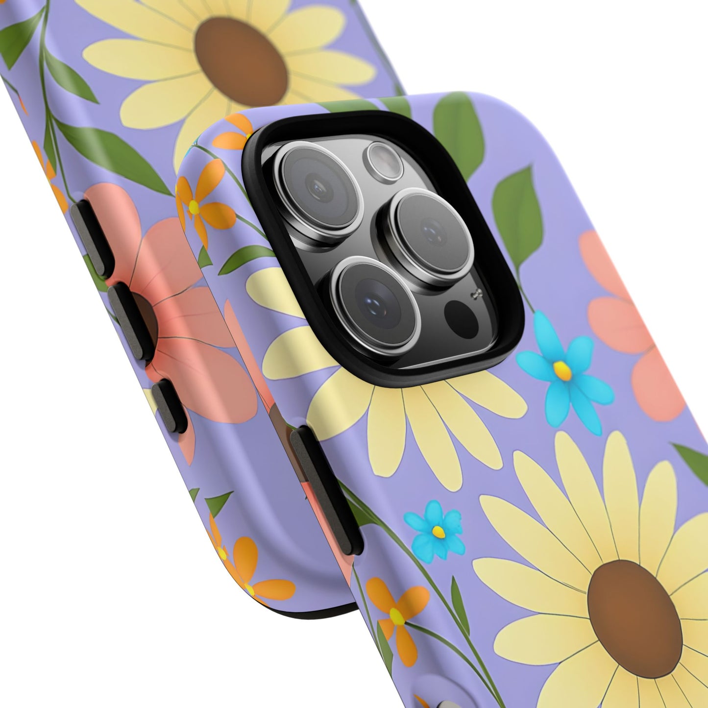 Minimal Daisy Flower Tough Phone Case - Retro Coquette Floral Print, Cute Soft Aesthetic, Compatible with iPhone, Galaxy, and Google Phones