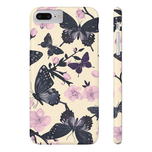 Butterfly Floral Slim Phone Cases, Elegant Butterfly Design, Nature Lover Gift, Phone Accessory, Stylish Cases for Women