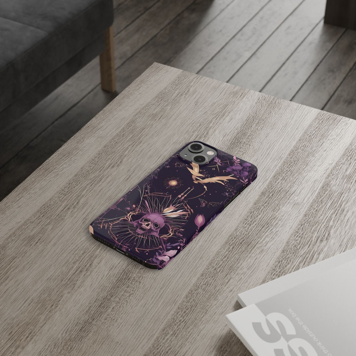 Gothic Floral Slim Phone Cases, Ghostly Style Mobile Cover, Dark Aesthetic Gift, Unique Protective Case, Perfect for Halloween