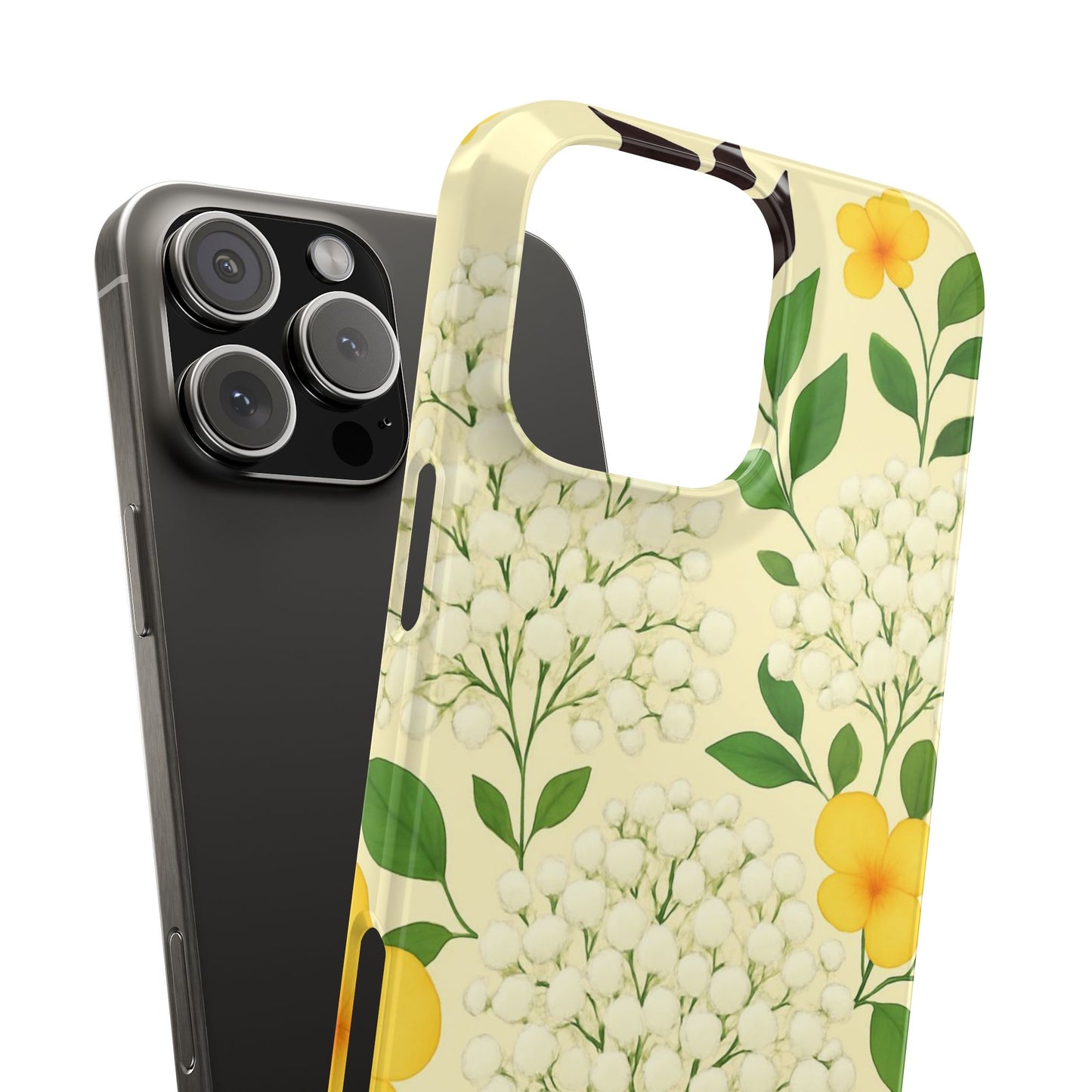 Delicate Floral Print Phone Case, Autumn Botanical Slim Phone Case, Aesthetic Flower Phone Cover Compatible with iPhone, Galaxy, Google