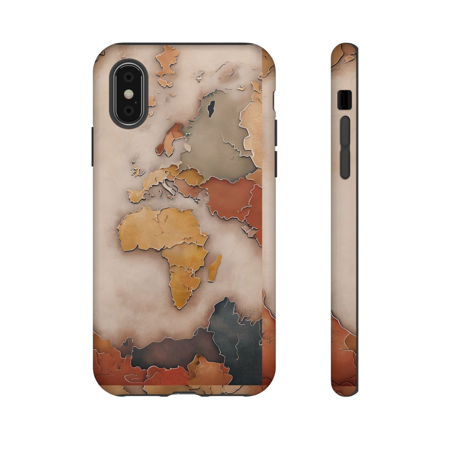 Vintage World Map Phone Case - Old World Travel Aesthetic - Antique Earth Globe Tough Phone Cover - Compatible with iPhone, Galaxy, Google