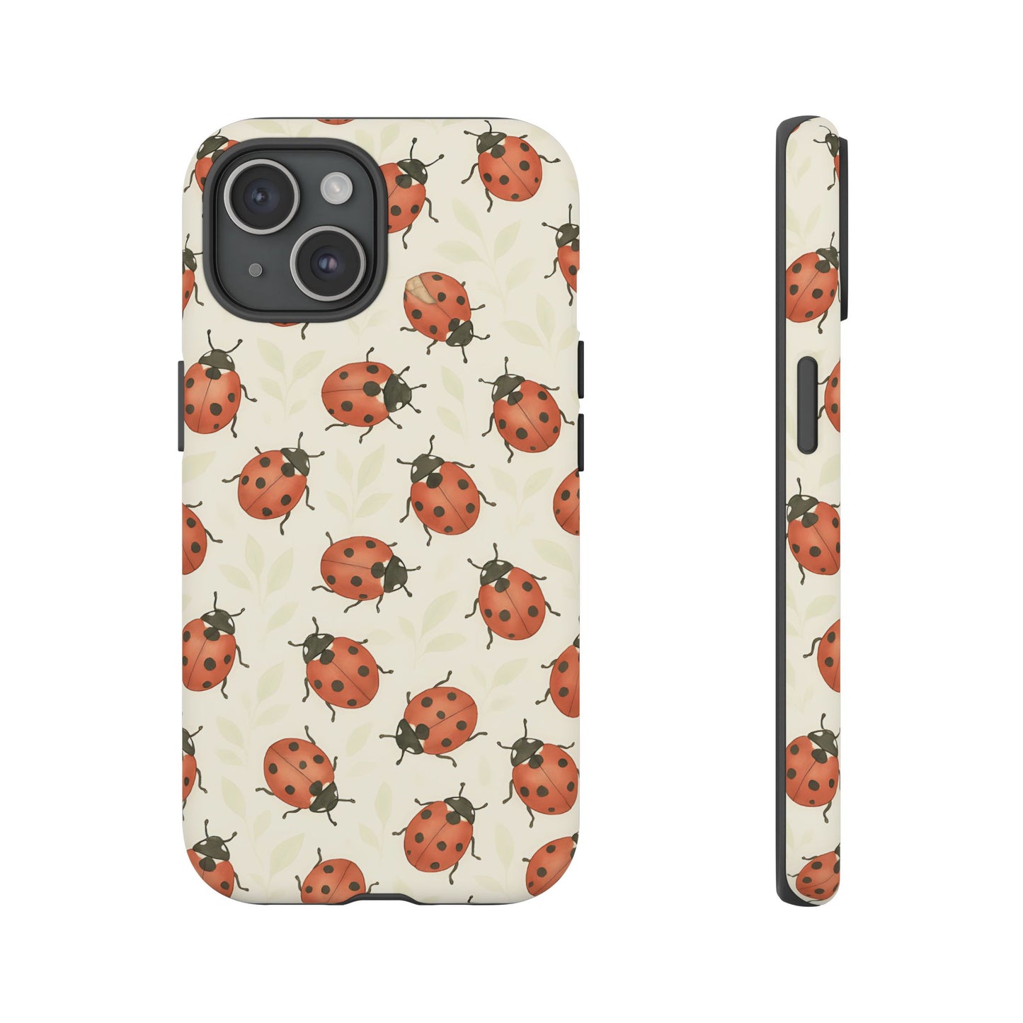 Ladybug Tough Phone Case - Cute Insect Aesthetic, Nature-Inspired Pattern Art, Compatible with iPhone, Galaxy, and Google Phones