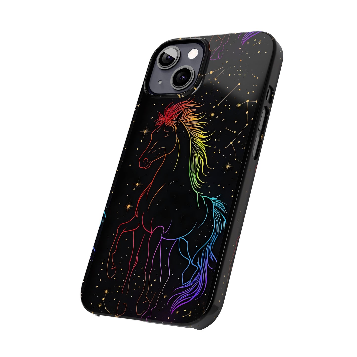 Year of the Horse Neon Art Slim Phone Case, Chinese Zodiac 2026 Design, compatible with iPhone 17 16 15 14 13 12 11