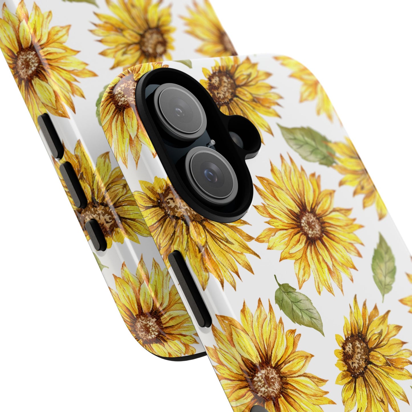 Sunflower Floral Tough Phone Case - Watercolor Botanical Print, Bright Nature Aesthetic, Compatible with iPhone, Galaxy, and Google Phones