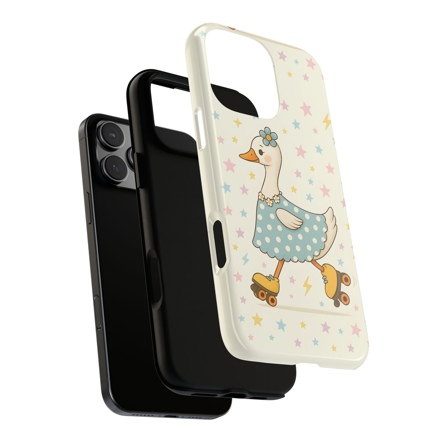Roller Skating Goose Tough Phone Case, Retro Kawaii Animal, Silly Goose Compatible with iPhone, Galaxy, Google