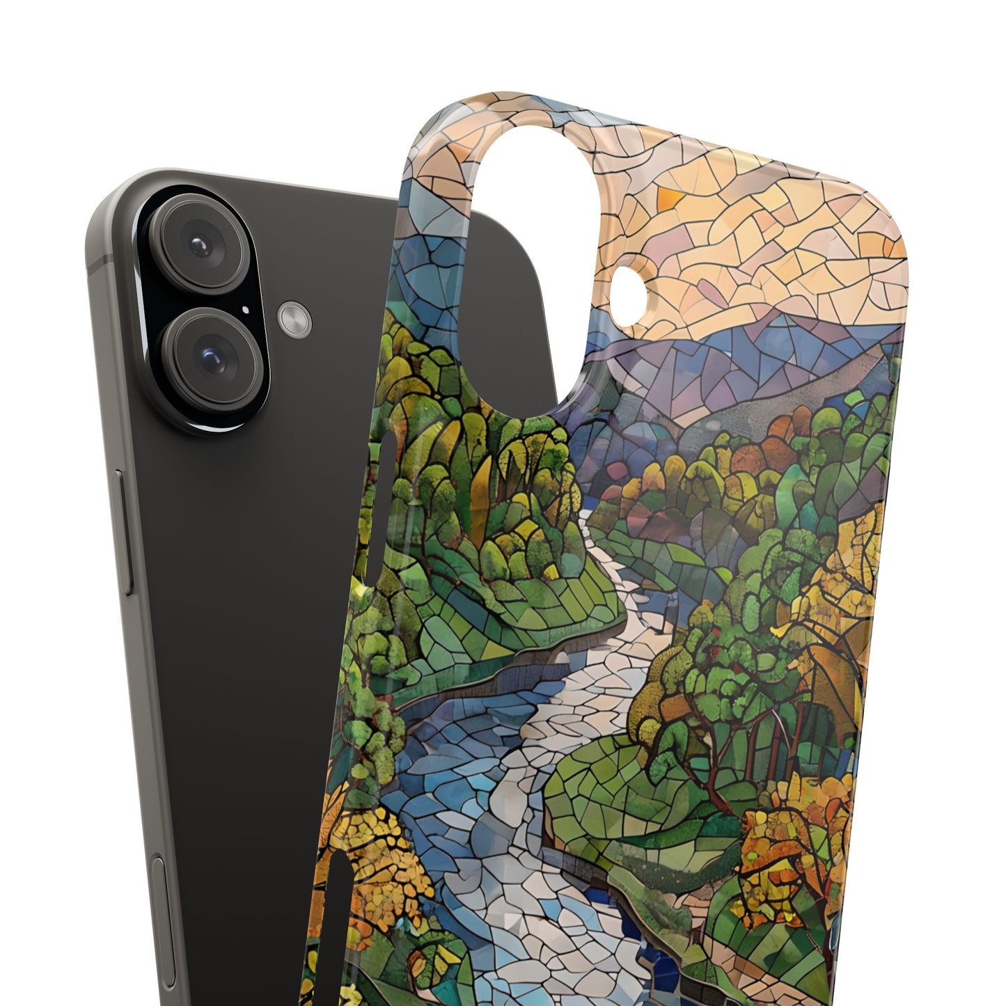 Cuyahoga Valley Mosaic Slim Phone Case, Midwest Forest Art, Scenic Nature Aesthetic, Unique Gift for Nature Lovers