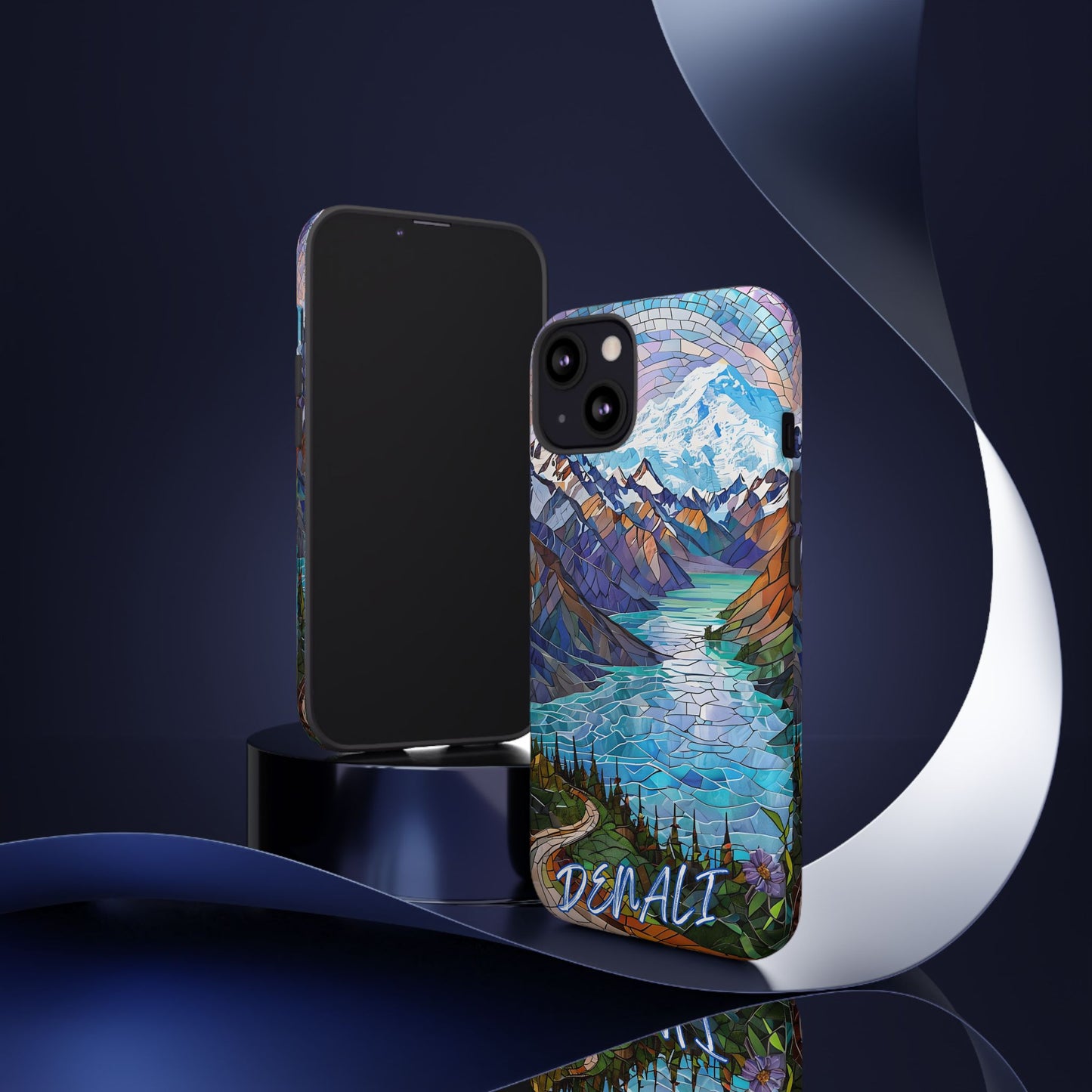 Denali National Park Alaska Phone Case, Mosaic Phone Case, Mountain Nature Art, National Park Gift,Stained Glass Scenic Forest Phone Cover,
