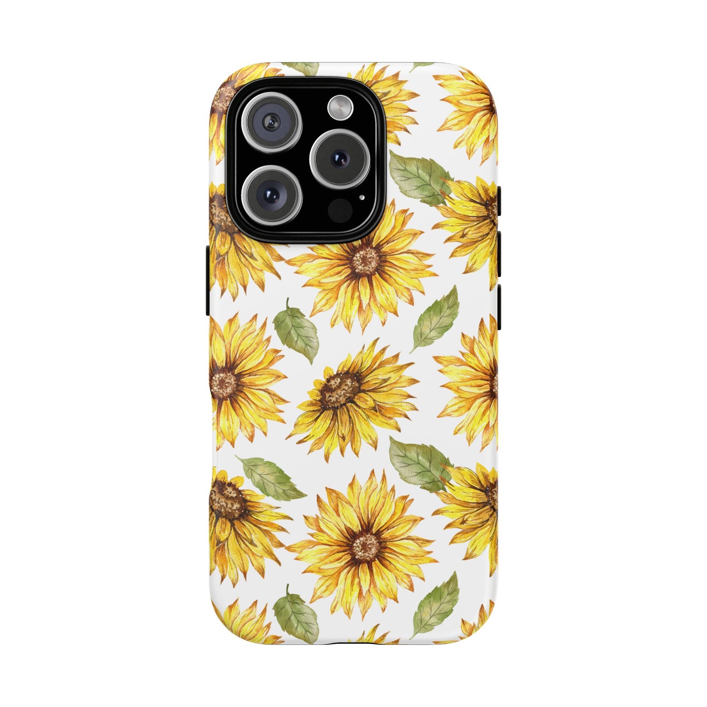 Sunflower Floral Tough Phone Case - Watercolor Botanical Print, Bright Nature Aesthetic, Compatible with iPhone, Galaxy, and Google Phones